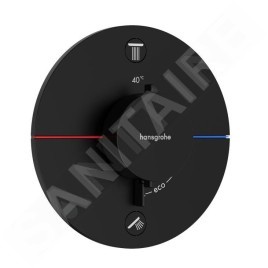 SANITINO - Set de douche avec thermostat et corps encastré hansgrohe, accessoires kielle, noir mat SANI21HKK402