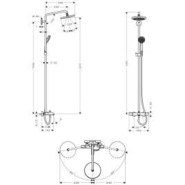 Hansgrohe Croma 220 - Set de douche Showerpipe avec thermostat, 220 mm, 1 jet, chrome 27223000
