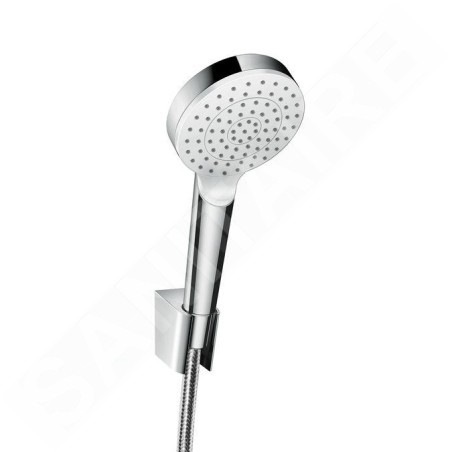 Hansgrohe Crometta - Set de douche 1 jet avec support Porter, 1600 mm, blanc/ chrome 26567400