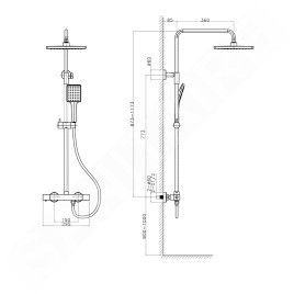 Sapho Douches - Set de douche avec thermostat, 2 jets, noir mat KJ639