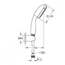 Grohe Vitalio Start - Set de pommeau de douche, 2 jets, support et flexible, chrome 27950000