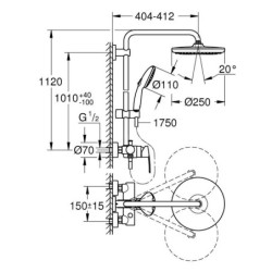 Grohe Vitalio Start - Set de douche avec mitigeur, diamètre 25 cm, 2 jets, chrome 26679001