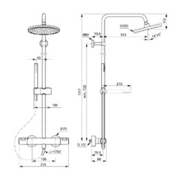 Ideal Standard CeraTherm - Set de douche avec thermostat, diamètre 20 cm, noir soyeux A7586XG