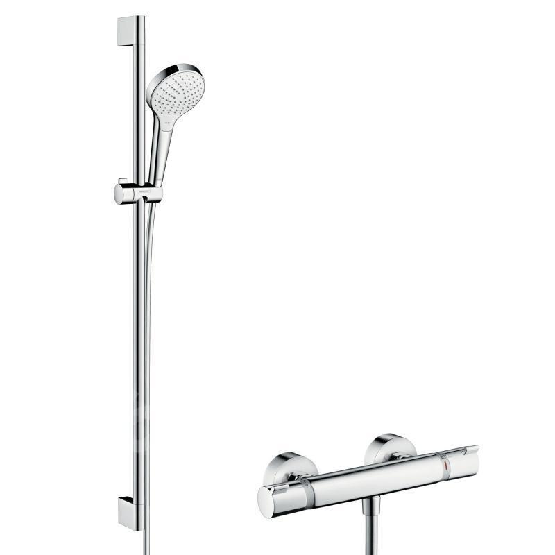 Hansgrohe Croma Select S - Set de douche avec thermostat Ecostat, 2 jets, chrome 27833400 Hansgrohe Croma Select S - Set de douche avec thermostat Ecostat, 2 jets, chrome 27833400