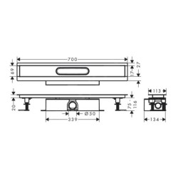 Hansgrohe uBox universal - Ensemble complet pour caniveaux de douche linéaires 700, pour installation standard, inox 56023180