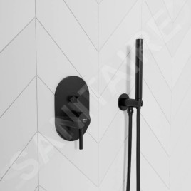 Steinberg 100 - Ensemble la pommeau de douche, support et flexible, noir mat 100 1670 S