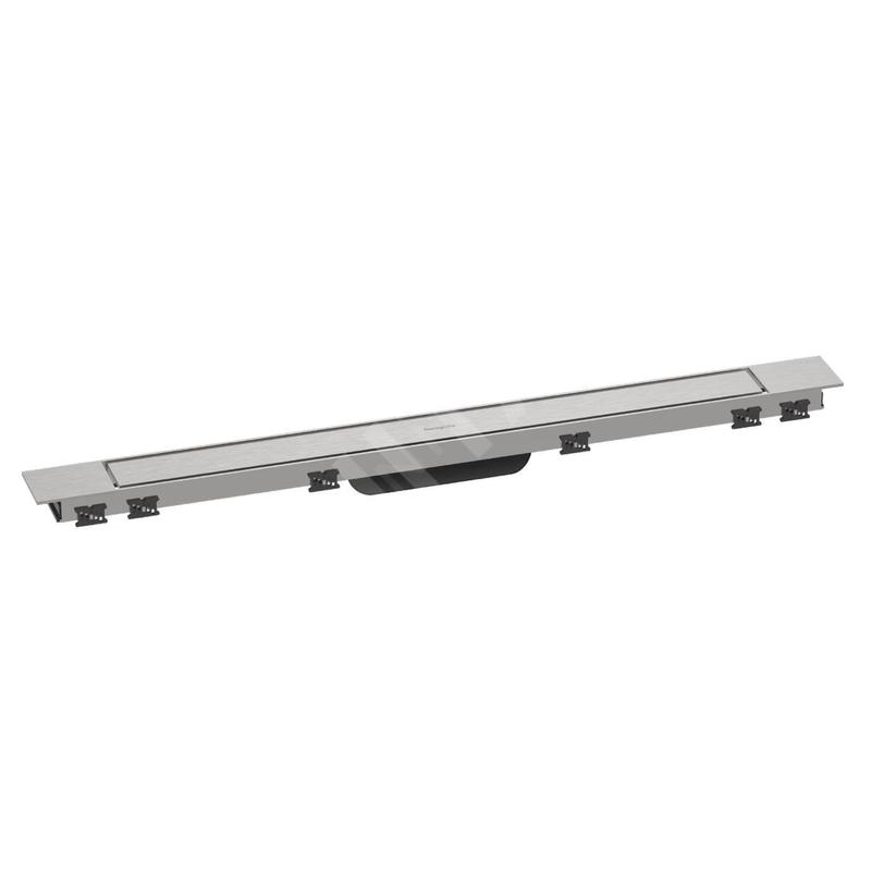 Hansgrohe RainDrain Match Plus - Caniveau de douche 80 cm, avec grille, acier inoxydable brossé 56215800