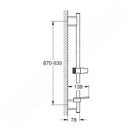Grohe Rainshower SmartActive - Barre de douche avec tablette, 900 mm, Warm Sunset brossé 26603DL0