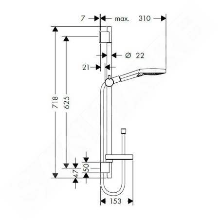 Hansgrohe Raindance Select S - Set de douche 120, 3 jets, EcoSmart 9 l/min, chrome 26632000