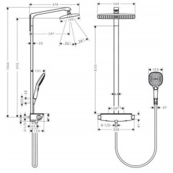 Hansgrohe Raindance Select E - Set de douche avec thermostat, 360 mm, blanc/chrome 27112400