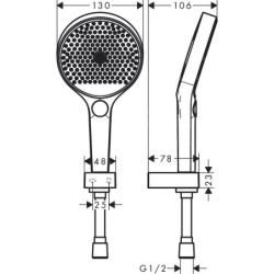 Hansgrohe Rainfinity - Ensemble de pommeau de douche 130, support de douchette et flexible 1,6 m, chrome 26851000