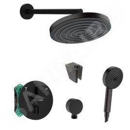 SANITINO - Set de douche avec mitigeur et corps encastré hansgrohe, accessoires kielle, noir mat SANI21HHK400