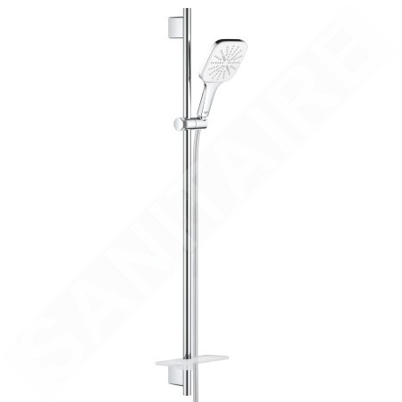 Grohe Rainshower SmartActive Cube - Set de douche de tête 130 9,5 l/min, 3 jets, barre 900 mm et flexible, blanc lunaire