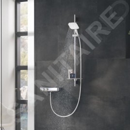 Grohe Rainshower SmartActive Cube - Set de douche de tête 130 9,5 l/min, 3 jets, barre 900 mm et flexible, blanc lunaire
