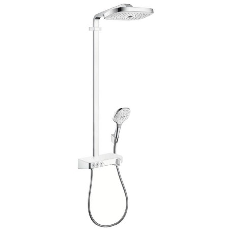 Hansgrohe Raindance Select E - Set de douche Showerpipe 300 avec thermostat ShowerTablet Select, 3 jets, blanc/chrome 27127400