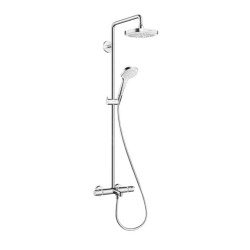 Hansgrohe Croma Select E - Mitigeur thermostatique de baignoire Showerpipe 180 avec accessoires, 2 jets, blanc/chrome 27352400