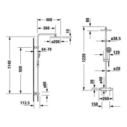 Duravit B.2 - Set de douche avec thermostat, chrome B24280008010