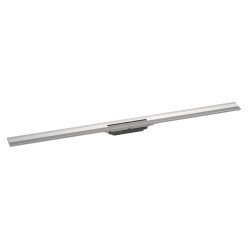 Hansgrohe RainDrain Flex - Caniveau de douche linéaire avec grille en inox 1200, installation contre le mur, découpable, inox
