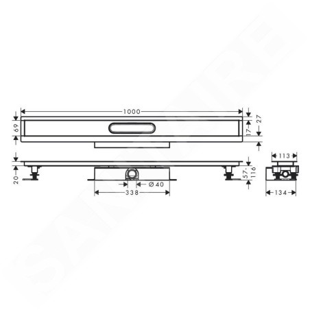 Hansgrohe uBox universal - Ensemble complet pour caniveaux de douche linéaires 1000, pour installation à plat, inox 56020180