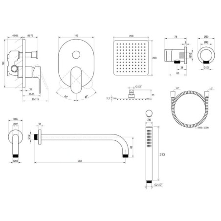 Ravak Chrome - Set de douche avec mitigeur encastré, corps d’encastrement, chrome X07S014