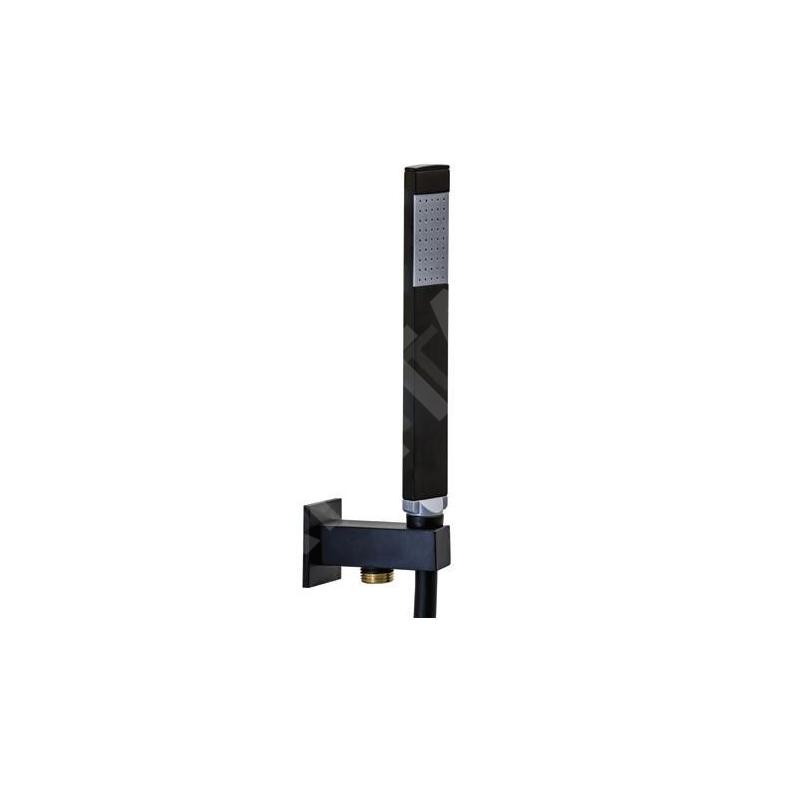 Paffoni Ringo West - Colonne de douche avec pommeau de douche QUADRO, support et flexible, noir mat ZDUP095NO