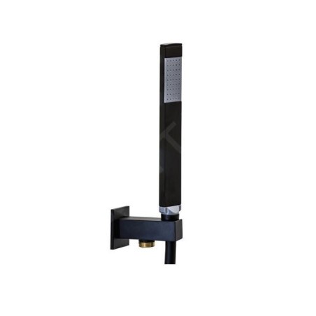 Paffoni Ringo West - Colonne de douche avec pommeau de douche QUADRO, support et flexible, noir mat ZDUP095NO
