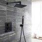 Paffoni Ringo West - Colonne de douche avec pommeau de douche QUADRO, support et flexible, noir mat ZDUP095NO