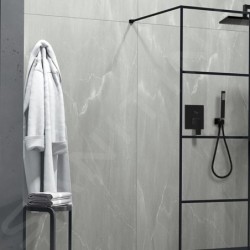 Paffoni Ringo West - Colonne de douche avec pommeau de douche QUADRO, support et flexible, noir mat ZDUP095NO