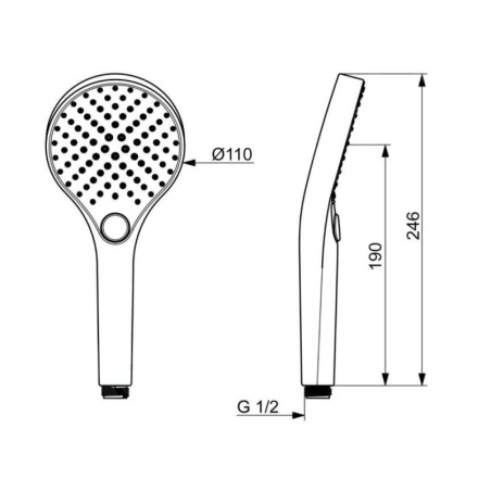 Hansa Viva - Pomme de douche eco, 3 jets, chrome 44350300