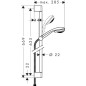 Hansgrohe Crometta 85 - Set de douche Variojet 2 jets/barre murale Unica’Crometta 0,65 m, chrome 27763000
