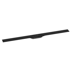 Hansgrohe RainDrain Flex - Caniveau de douche linéaire avec grille en inox 1200, installation contre le mur, découpable, noir