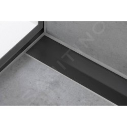 Hansgrohe RainDrain Flex - Caniveau de douche linéaire avec grille en inox 1200, installation contre le mur, découpable, noir