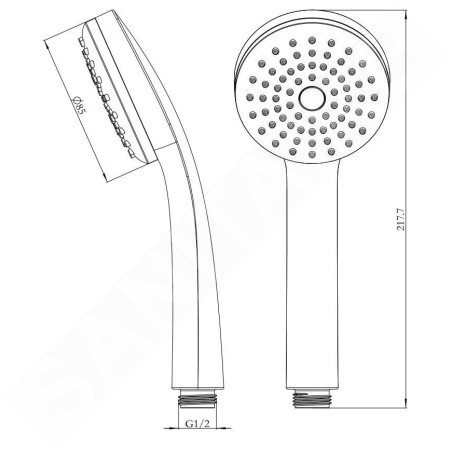 kielle Minor - Tête de douche 85, chrome / gris clair 20421000