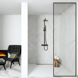 Steinberg 100 - Ensemble de douche avec thermostat, diamètre 200 mm, noir mat 100 2721 S