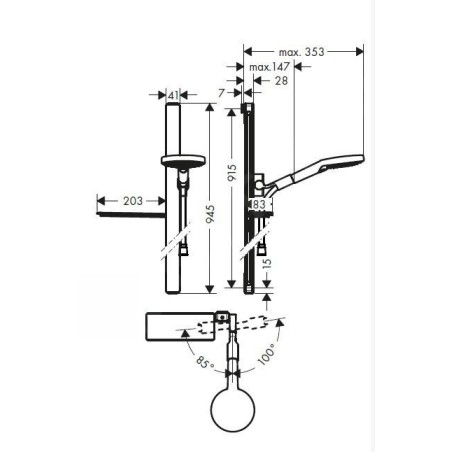 Hansgrohe Raindance Select S - Set de douche 120, 3 jets, barre de douche 900 mm, blanc/chrome 27648400