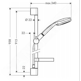 Hansgrohe Croma 100 - Set douchette Vario EcoSmart 9 l/ min / barre murale Unica'S 0,90 m, chrome 27653000