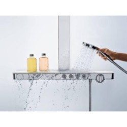 Hansgrohe Rainmaker Select - Set de douche Showerpipe 460 avec thermostat, 3 jets, EcoSmart 9 l/min, blanc/chrome 27029400