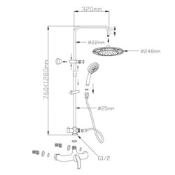 Aqualine Kasiopea - Colonne de douche avec robinet, chrome 1107-48