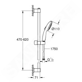 Grohe Vitalio Start - Set de pommeau de douche, barre et flexible, 2 jets, chrome 27948001