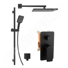 kielle Vega - Set de douche avec mitigeur encastré, 2 sorties, avec accessoires et corps d’encastrement, noir mat 20618SP14