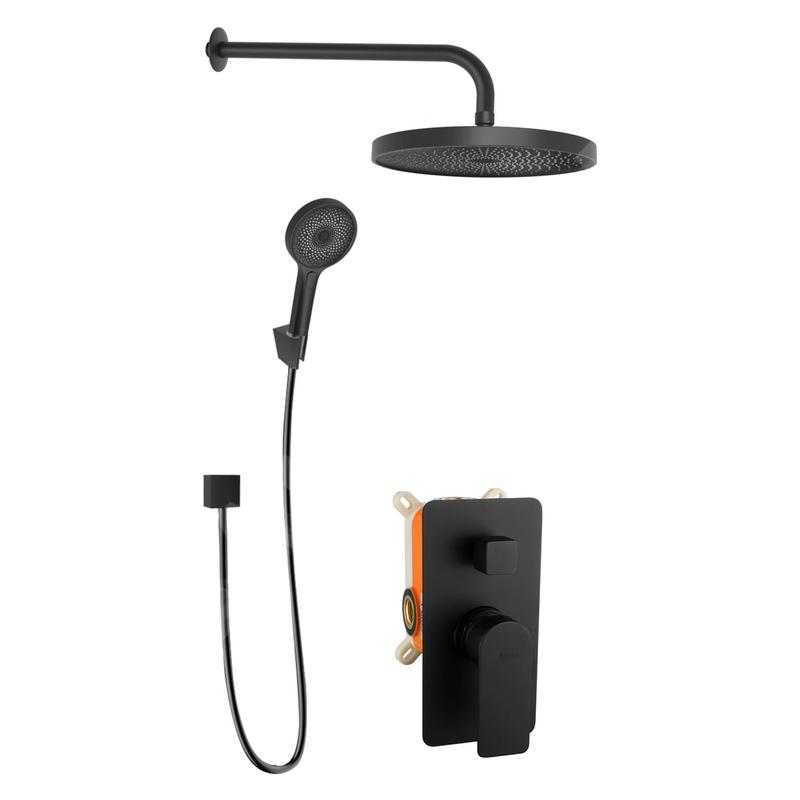 kielle Vega - Set de douche avec mitigeur encastré, 2 sorties, avec accessoires et corps d’encastrement, noir mat 20618SP44 kielle Vega - Set de douche avec mitigeur encastré, 2 sorties, avec accessoires et corps d’encastrement, noir mat 20618SP44