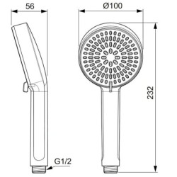 Ideal Standard ALU+ - Pommeau de douche, 2 jets, chrome BD580AA