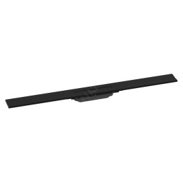 Hansgrohe RainDrain Flex - Caniveau de douche linéaire avec grille en inox 900, installation contre le mur, découpable, noir