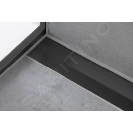Hansgrohe RainDrain Flex - Caniveau de douche linéaire avec grille en inox 900, installation contre le mur, découpable, noir