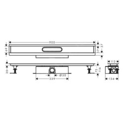 Hansgrohe uBox universal - Ensemble complet pour caniveaux de douche linéaires 900, pour installation standard, inox 56025180