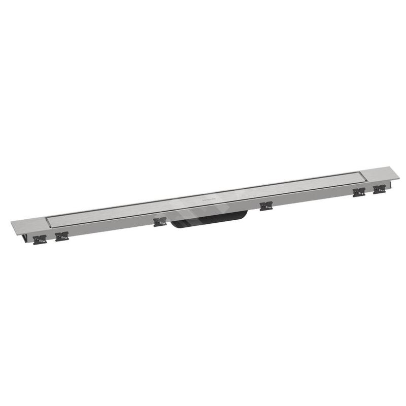 Hansgrohe RainDrain Match Plus - Caniveau de douche 90 cm, avec grille, acier inoxydable brossé 56216800