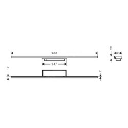 Hansgrohe RainDrain Minimalistic - Caniveau de douche 90 cm, avec grille pour l'insertion de carreaux 56221000
