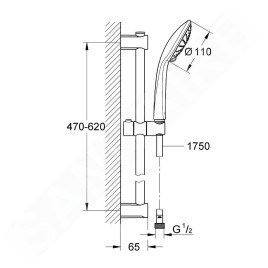 Grohe Vitalio Joy - Set de pommeau de douche, 2 jets, barre et flexible, chrome 27326000