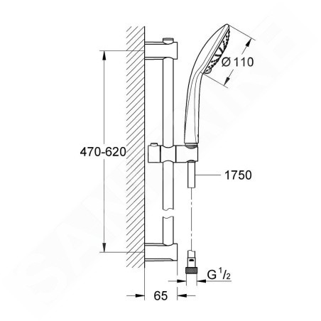Grohe Vitalio Joy - Set de pommeau de douche, 2 jets, barre et flexible, chrome 27326000