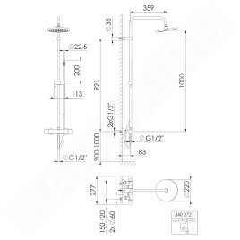 Steinberg 340 - Set de douche avec thermostat, diamètre 22 mm, noir 340 2721 S